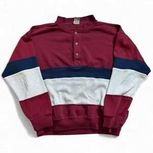 Vintage Windridge Henley Long sleeve Sweater Men's Size Large Colorblock 90s
